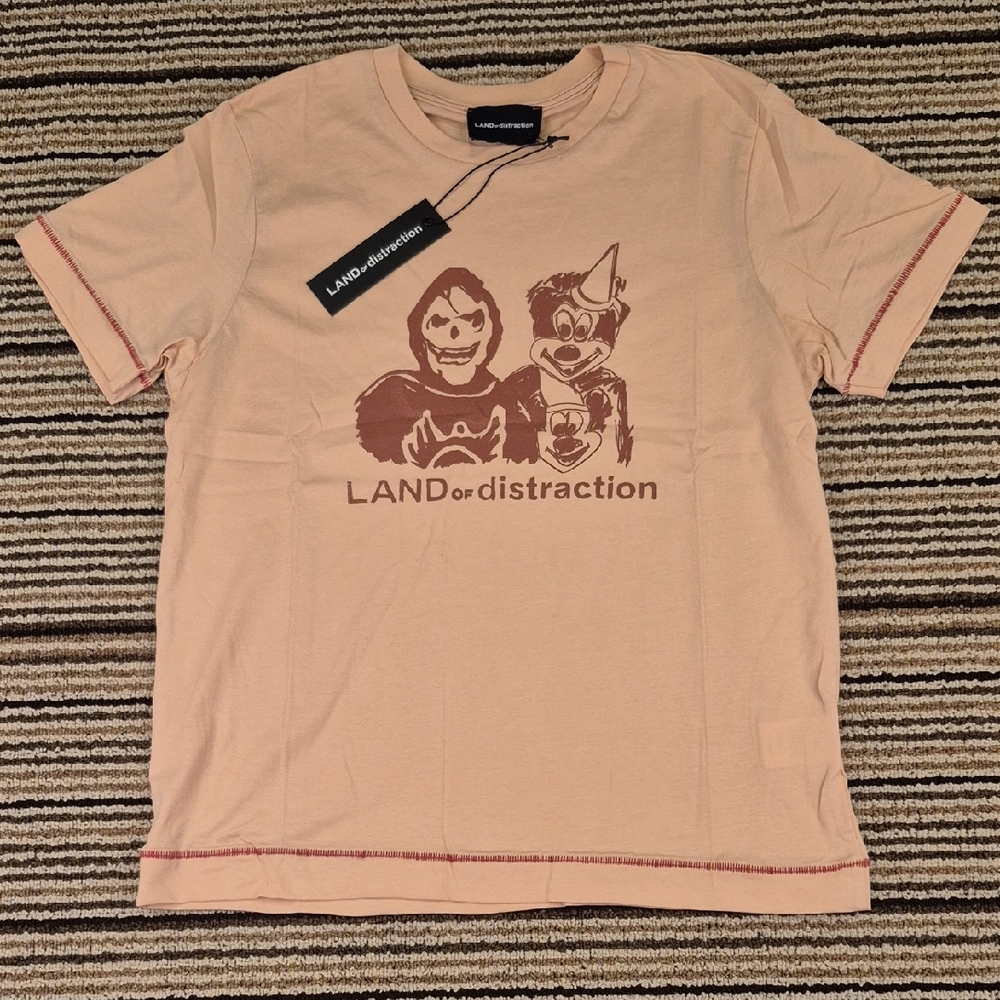 LAND OF DISTRACTION Nude Beige‎ Kate Organic Cotton Womens Sz L Short Sleeve Top